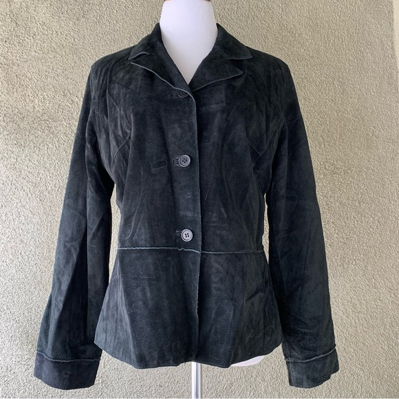 “Brandon Thomas” Soft Black Suede Leather Jacket size L - Picture 2 of 11